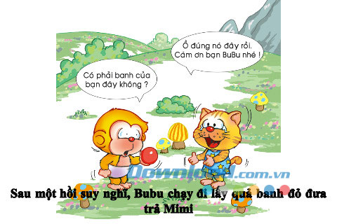 Bubu tìm thấy quả banh đỏ
