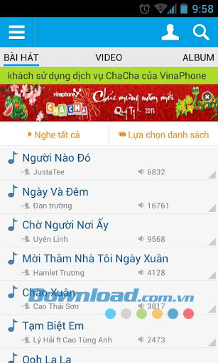 Nghe nhạc ChaCha - VinaPhone